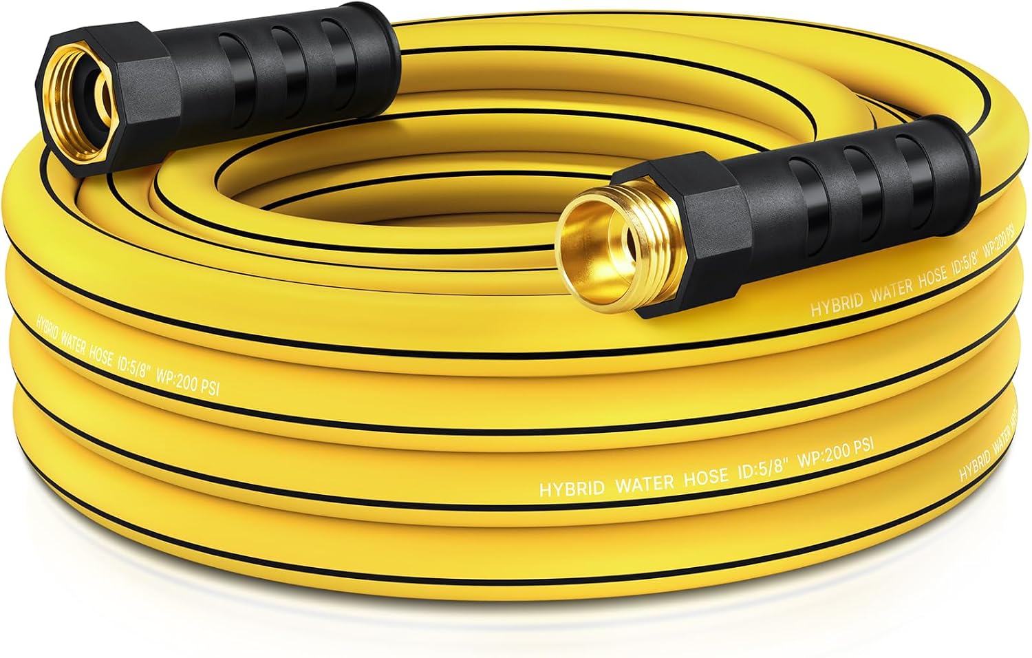Heavy Duty Garden Hose 25ft, NON-EXPANDABLE Flexible Water Hose, Kink Resistant Lightweight Hybrid Hose, Leakproof Hose Male to Female Fittings