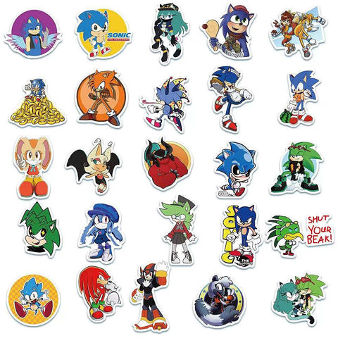 50pcs Sonic The Hedgehog Stickers Lovely Boy and Girl Stickers Laptop Water Bottle Luggage Snowboard Bicycle Skateboard Decal for Kids Teens Waterproof Stickers