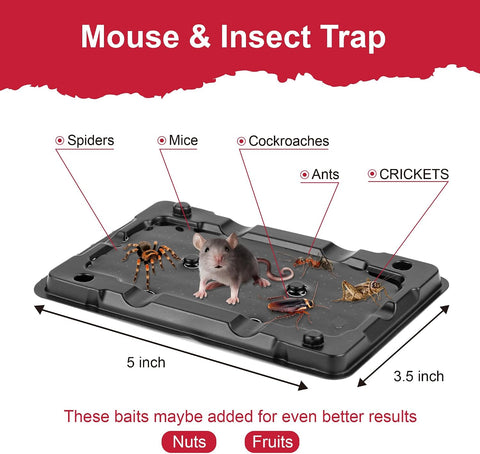 Glue Mouse Traps Indoor for Home -12 Pack Sticky MouseTraps Indoor for Safe Home Pest Control. Pre-Scented, Non-Toxic Glue Boards for Mice, Mouse & & Insects. Easy to Use