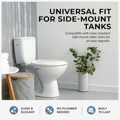 Qualihome Polished Brass Finish Side Mount Toilet Handle Replacement Kit, Universal Toilet Tank Flush Lever Fits Most Standard Side-Mount Toilet Tanks