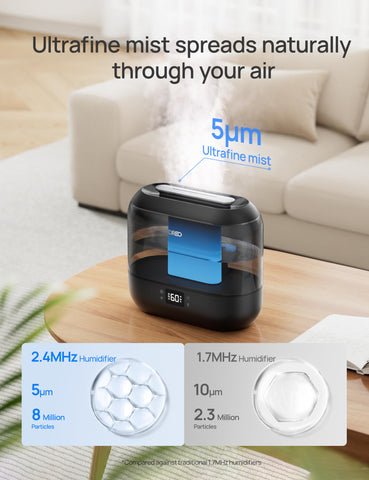 Dreo Smart Humidifiers for Bedroom, Top Fill 4L Cool Mist Humidifier with Nightlight, 32H Runtime, Touch/APP/Voice Control, Quiet Ultrasonic Humidifiers for Large Room, Home, Baby, Plants, Office