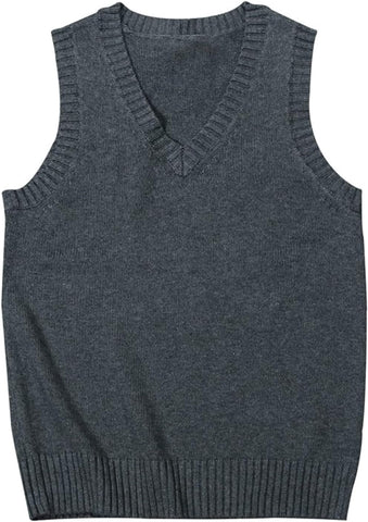 jinghuiyue Women’s V Neck Sweater Vest School Uniform Solid Color Sleeveless Knit Sweaters Pullover Tank Tops