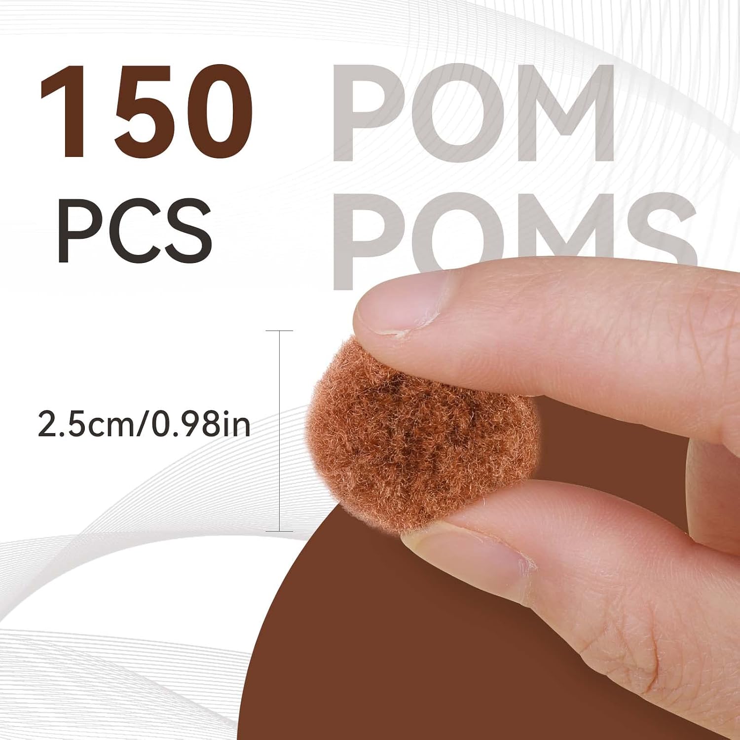 Morfen 150 Pcs Light Brown Craft Pom Poms, 1 Inch Fuzzy Pompom Puff Balls for DIY Arts, Crafts Projects, Birthday Home Decorations (Pack of 2)