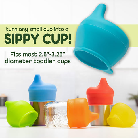 Healthy Sprouts Silicone Sippy Cup Lids - Spill Proof, Fits Any Cup, BPA-Free, Durable & Soft for Babies & Toddlers, Quick to Attach - 5 Pack Silicone Lids for Cups (Red, Blue, Yellow, Green, Orange)
