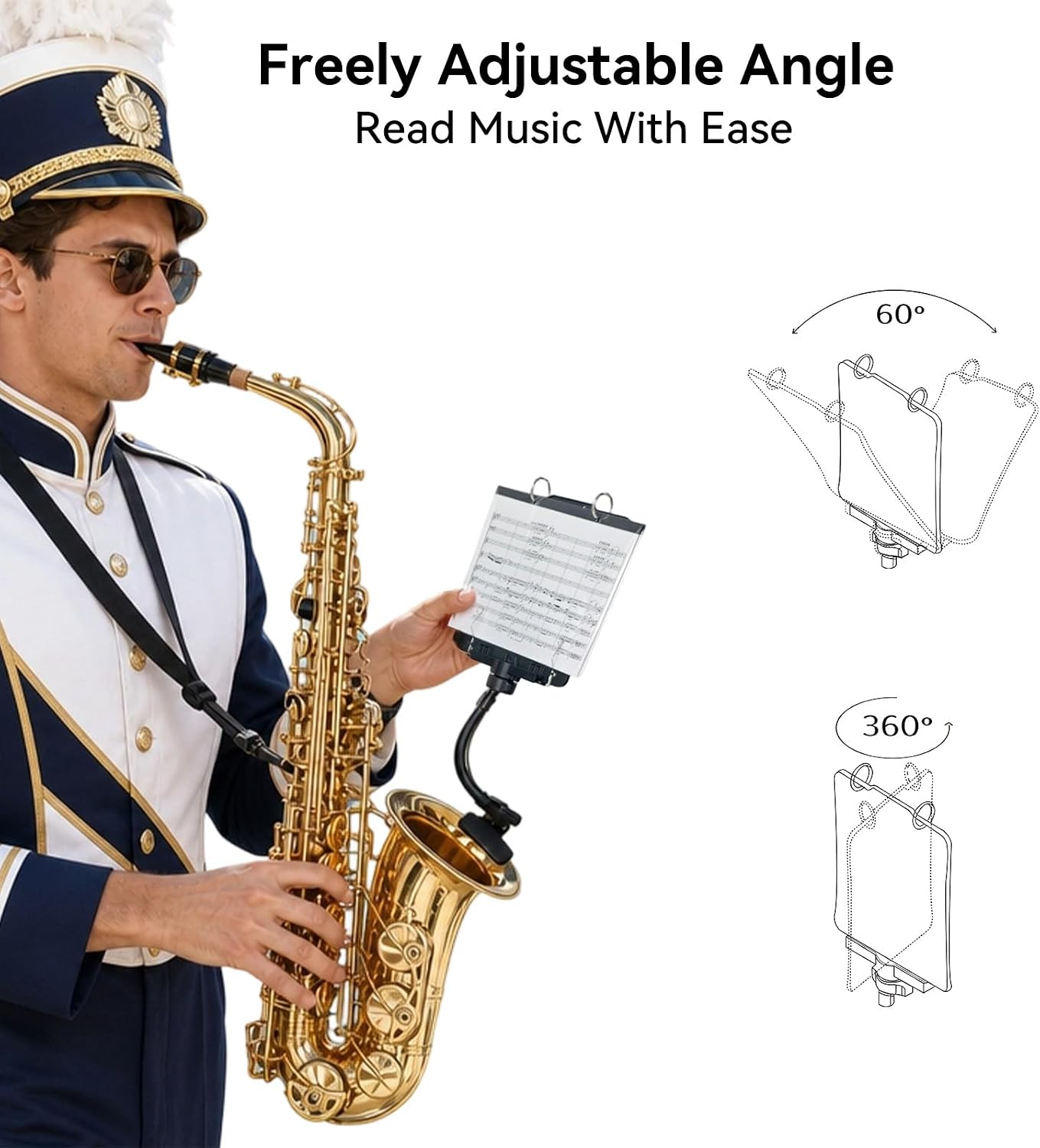 ST10S Saxophone Lyre with Flip Folder for Alto & Tenor Saxophones