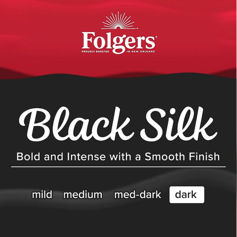 Folgers Black Silk Ground Coffee, Dark Roast, 22.6 Oz. Canister (Pack of 6)