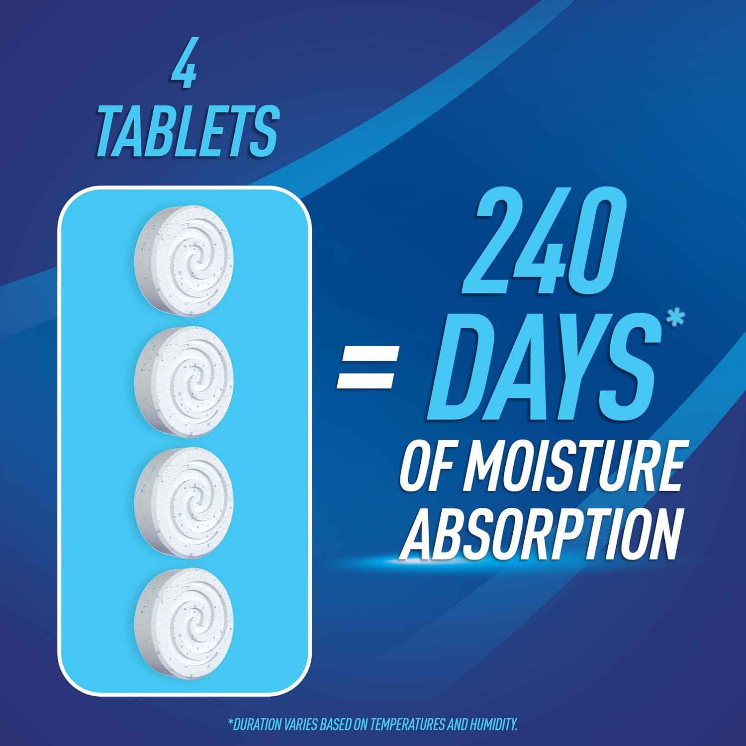 DampRid Reusable Moisture Absorber with 4 Drop-In Tablets, Fragrance Free, 15.8 oz., Attract and Trap Excess Moisture & Eliminate Musty Odors for Cleaner, Fresher Air