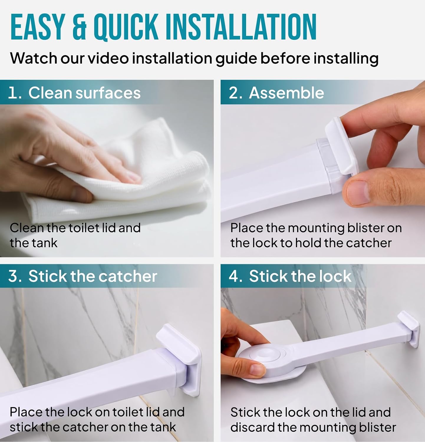 Upgraded Toilet Lock Baby Proof (2 Pack) - Toilet Seat & Lid Lock Kit