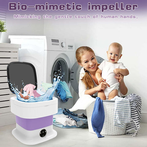 Mini Washing Machine,16L Foldable Washer and Dryer Combo, Collapsible Mini Washer for Underwear, Baby Clothes Apartments, Dormitories (Purple)