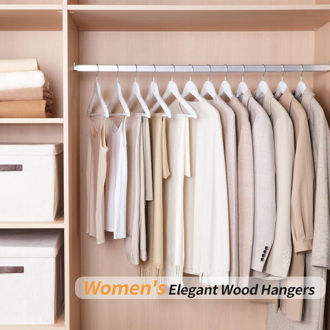 Amazon Basics Durable Wooden Clothes Hangers,White,(Pack of 80)