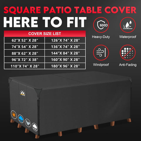 Zettum Patio Furniture Cover Rectangle - 144 x 84 x 28 Inch