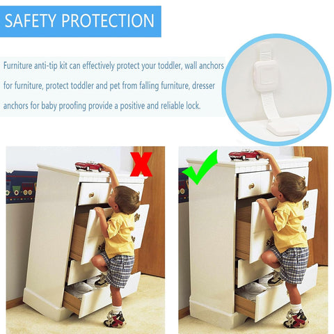 YEYA Upgraded No Drill Furniture Anchors for Baby Proofing, 2 Pack
