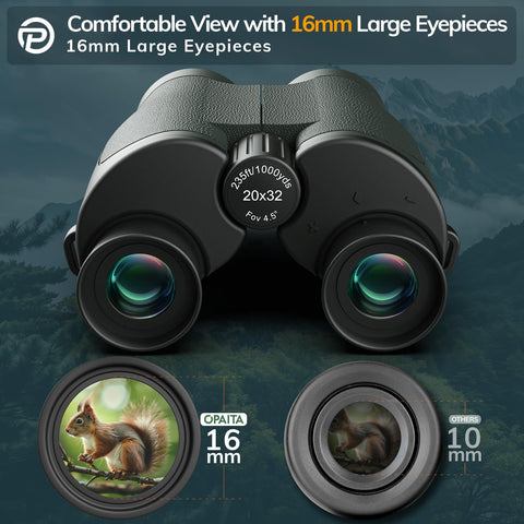 20x32 Compact Binoculars for Bird Watching - OPAITA High Powered Small Binoculars for Adults Kids with Low Light Vision for Hunting Cruise Trip Travel Concert Hiking Green