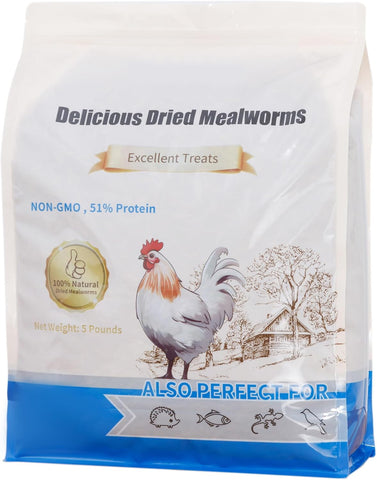 Dried Mealworms 5LB Pure Natural Chicken Treats for Laying Hens Wild Birds