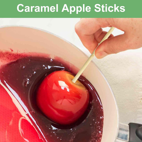 Bamboo Candy Apple Skewer Sticks Semi Pointed, 50 PCS Candy Lollipop Stick