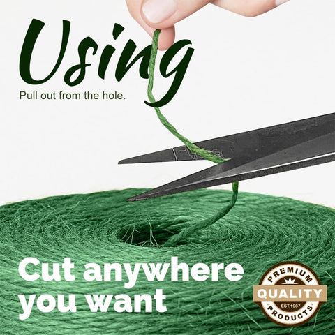 2Pack 2mm Natural Jute Twine String 1600 Feet Long Twine String for Crafting Gardening Gift Wrapping Macrame DIY Home Decor (Green-800Feet/Roll)