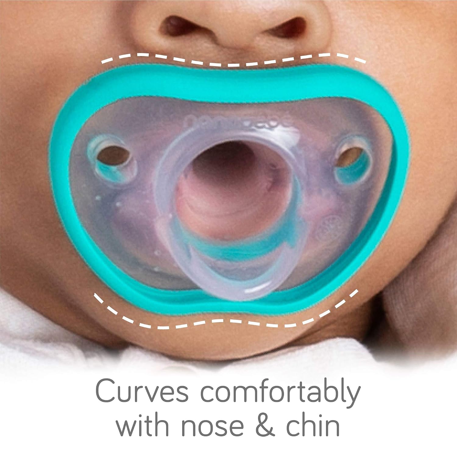 Nanobebe Baby Pacifiers 0-3 Month - Orthodontic, Curves Comfortably with Face Contour, Award Winning for Breastfeeding Babies, 100% Silicone, Baby Registry Gift 4pk,Pink/Grey