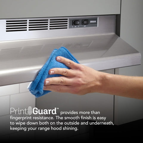 Broan-NuTone 4124SF Inch, 24", Stainless PrintGuard Fingerprint Resistant Ductless Under-Cabinet Range Hood, Stainless Steel Finish