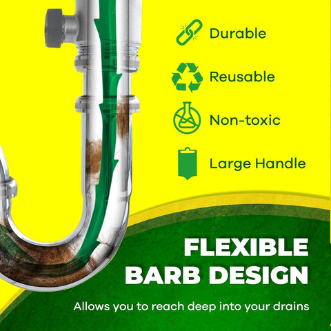 The original Zip-It Hair Clog Remover 25-inch Overall Length Drain Snake Cleaner (3-Pack), Unclog Your Sink, Shower, & Tub Drain In Seconds – Non-toxic, Made in the USA
