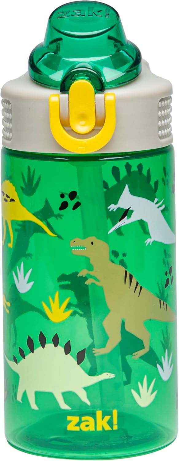 Zak Designs Dinosaur Sage 16oz Leak-Proof Straw Kids Water Bottle