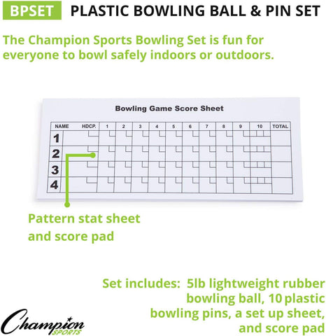 Champion Sports Weighted Plastic Bowling Pin Set