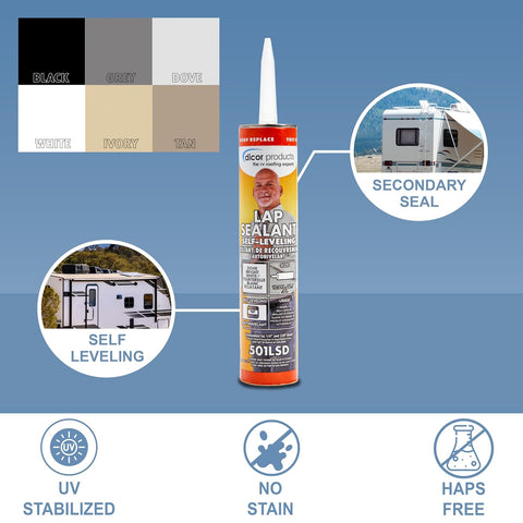 Dicor 501LSD-1 Self-Leveling Lap Sealant, Dove White, 10.3 Oz