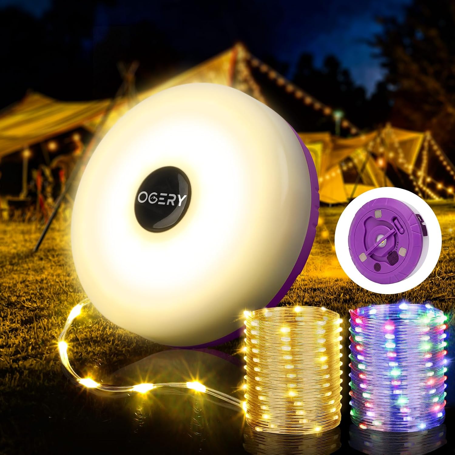 OGERY Camping String Lights 4 in 1, 32.8FT Quick Storage 8 Modes Protable