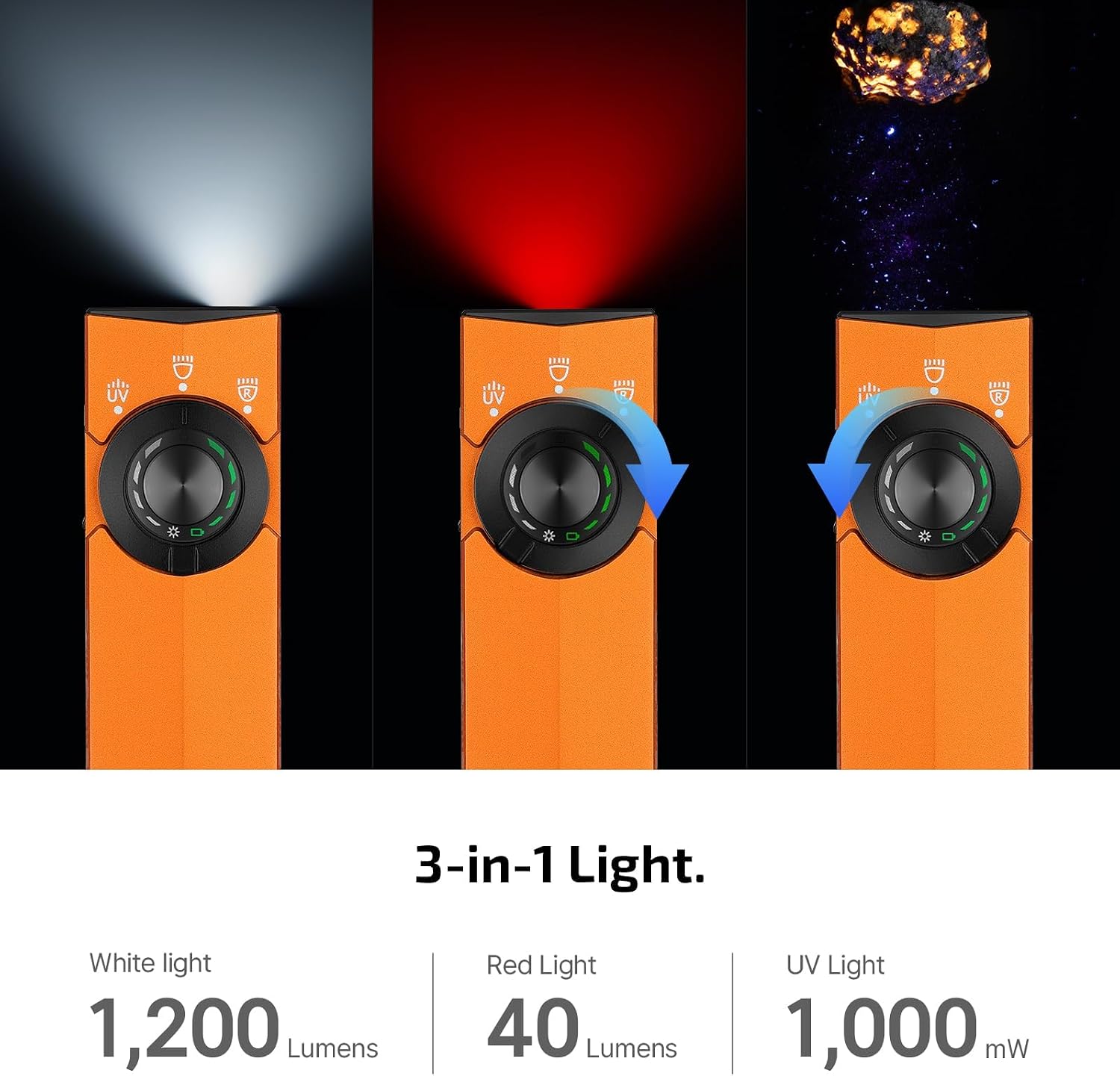 OLIGHT ArkPro Lite EDC Pocket Flashlight Rechargeable with UV Light, Orange