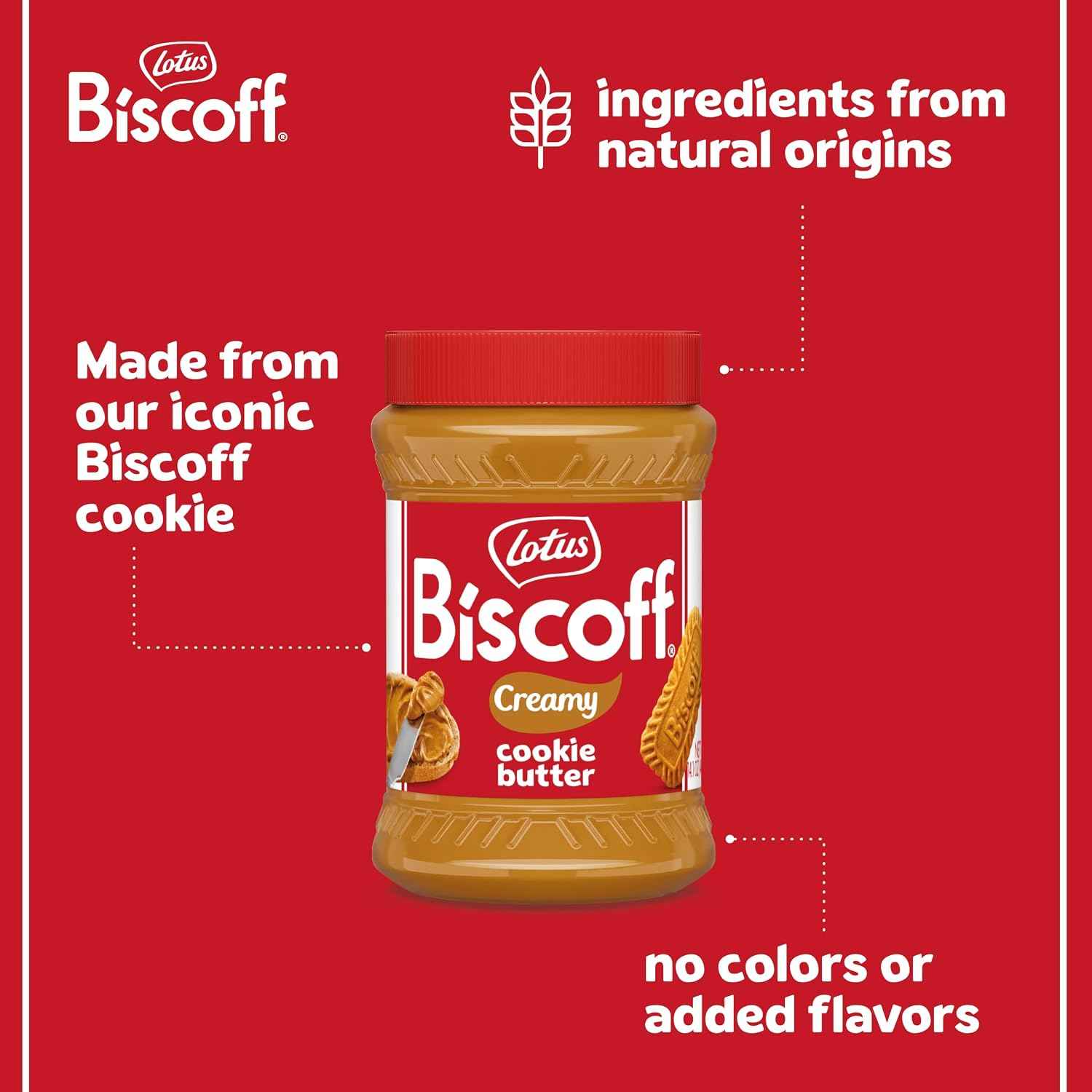 Lotus Biscoff, Cookie Butter Spread, Creamy, non GMO + Vegan, 14.1 oz, Pack of 8 | Bulk pack of smooth spread (3,2kg) – vegan, nut free, no added colours or flavours, great for stocking up