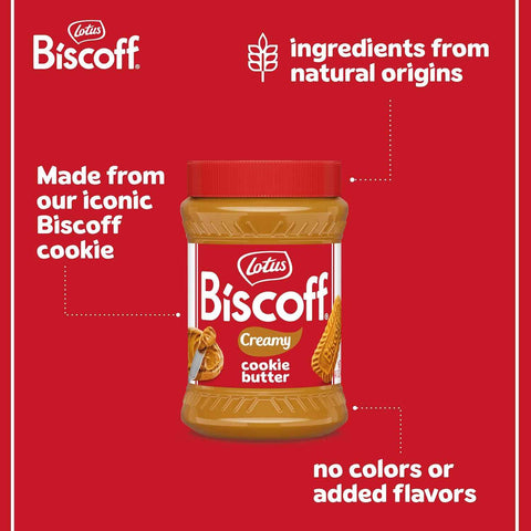 Lotus Biscoff, Cookie Butter Spread, Creamy, non GMO + Vegan, 14.1 oz, Pack of 8 | Bulk pack of smooth spread (3,2kg) – vegan, nut free, no added colours or flavours, great for stocking up