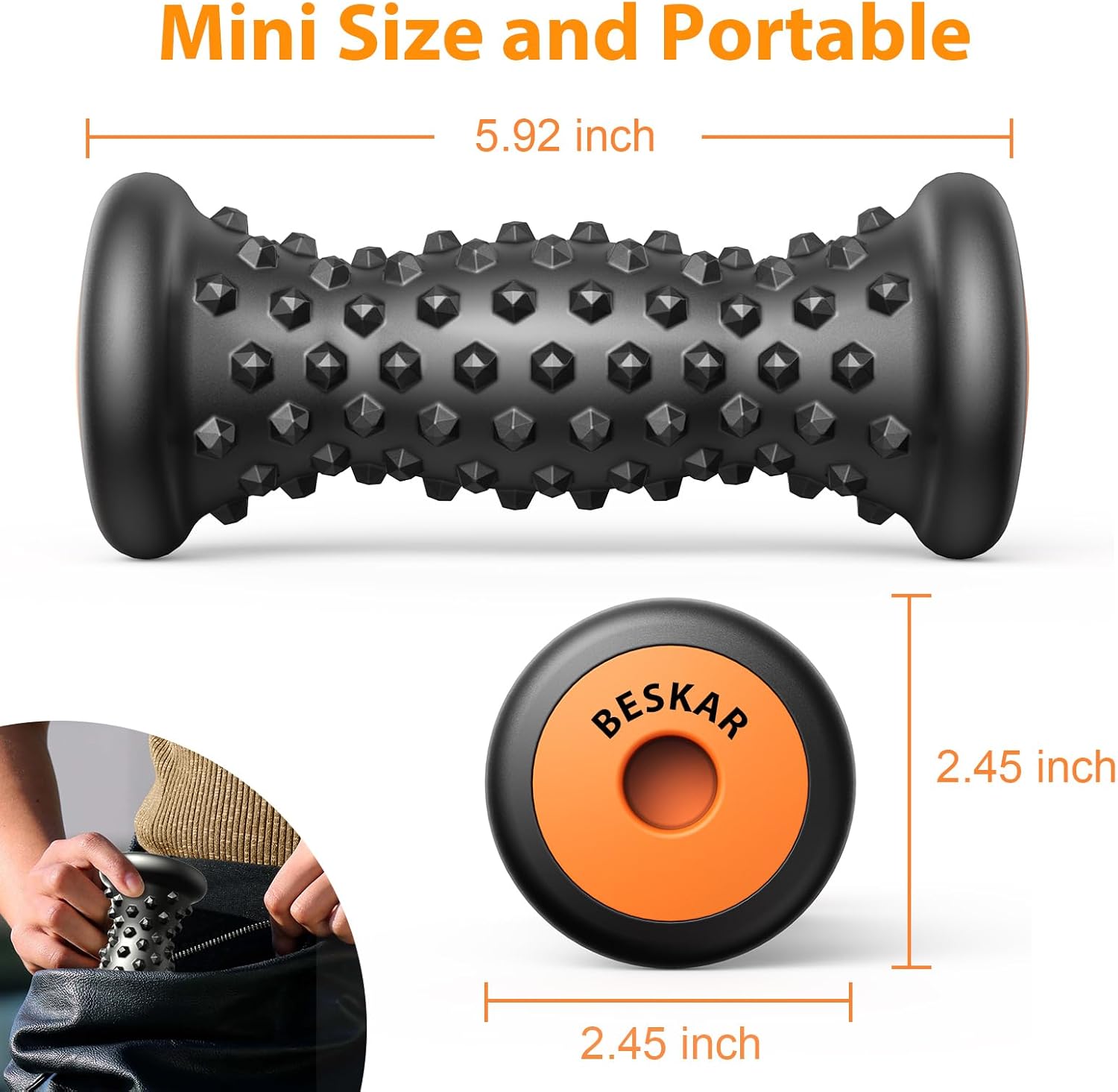 BESKAR Foot Massager Roller for Plantar Fasciitis Relief