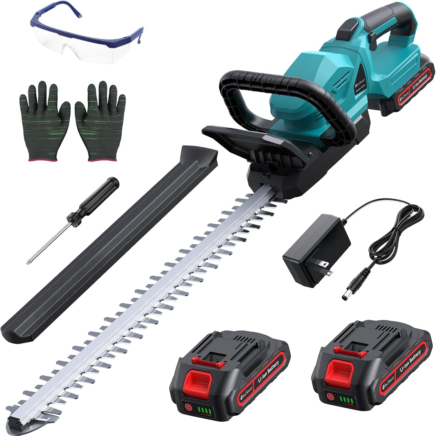 22'' Cordless Hedge Trimmer with 2 Batteries & Charger, Brushless Motor