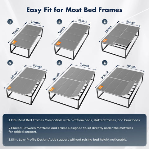 BedBro Twin Bunkie Board 10mm (38" x 75") – Grey Under Mattress Support, Anti-Sag & Noise-Free, Breathable Low Profile Bed Board for Metal Frame, Slatted Beds &Platform