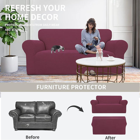Easy-Going Stretch Oversized Loveseat Couch Covers Washable ASH Rose