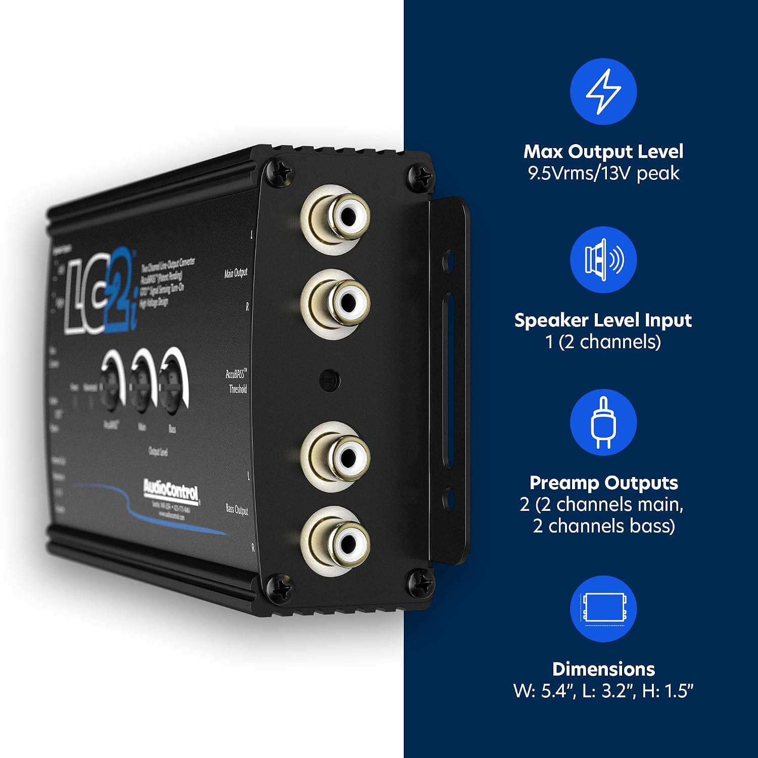AudioControl LC2i 2-Channel Line Out Converter with Dash Remote & AccuBASS