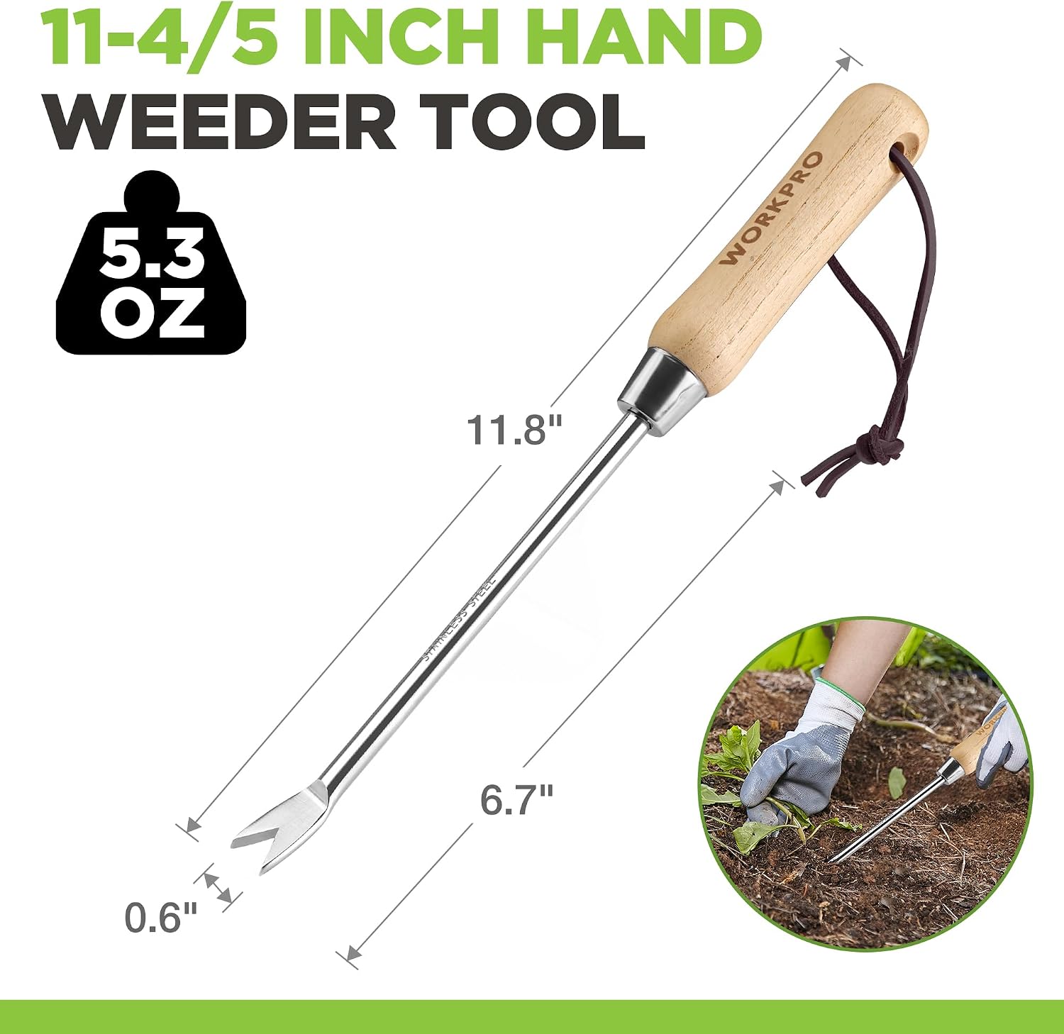 WORKPRO Dandelion Weeder Puller Tool with Wood Handle