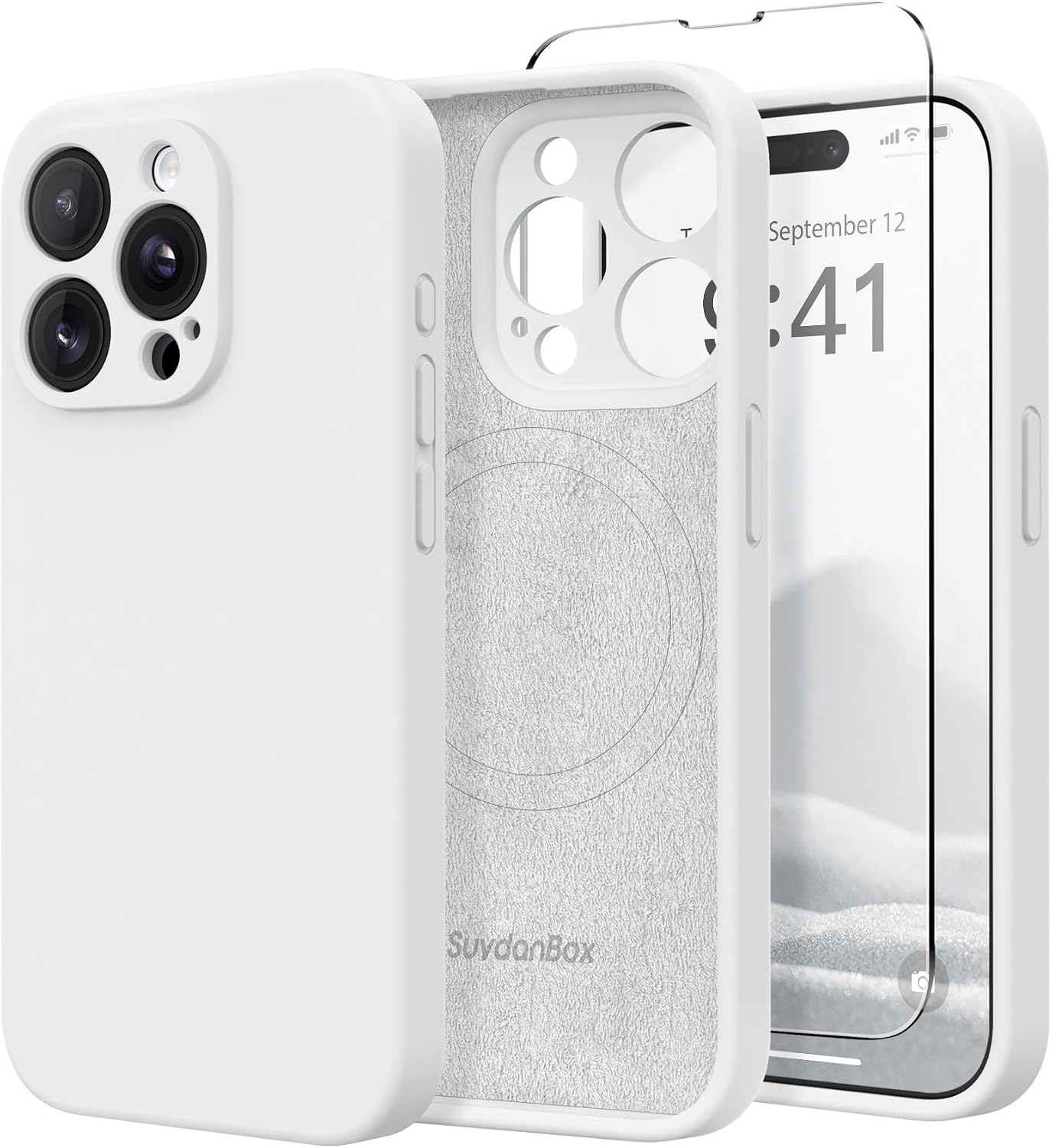Magnetic for iPhone 15 Pro Max Case Silicone White