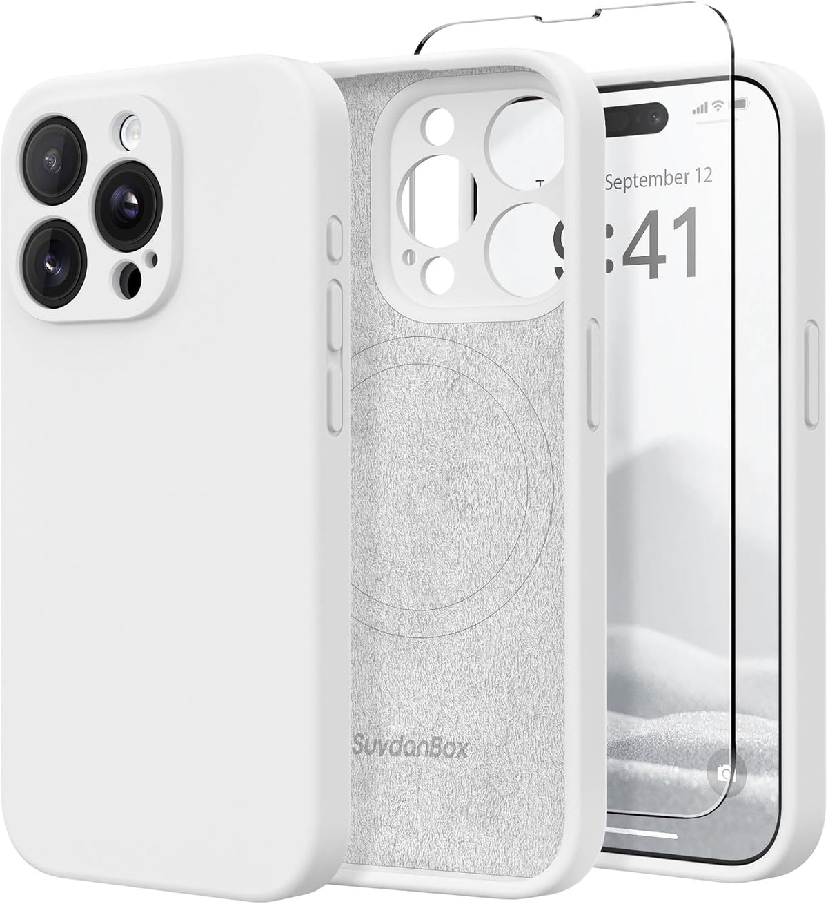 Magnetic for iPhone 15 Pro Max Case Silicone White