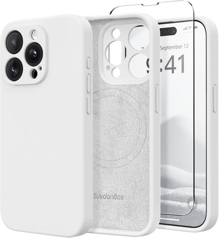 Magnetic for iPhone 15 Pro Max Case Silicone White