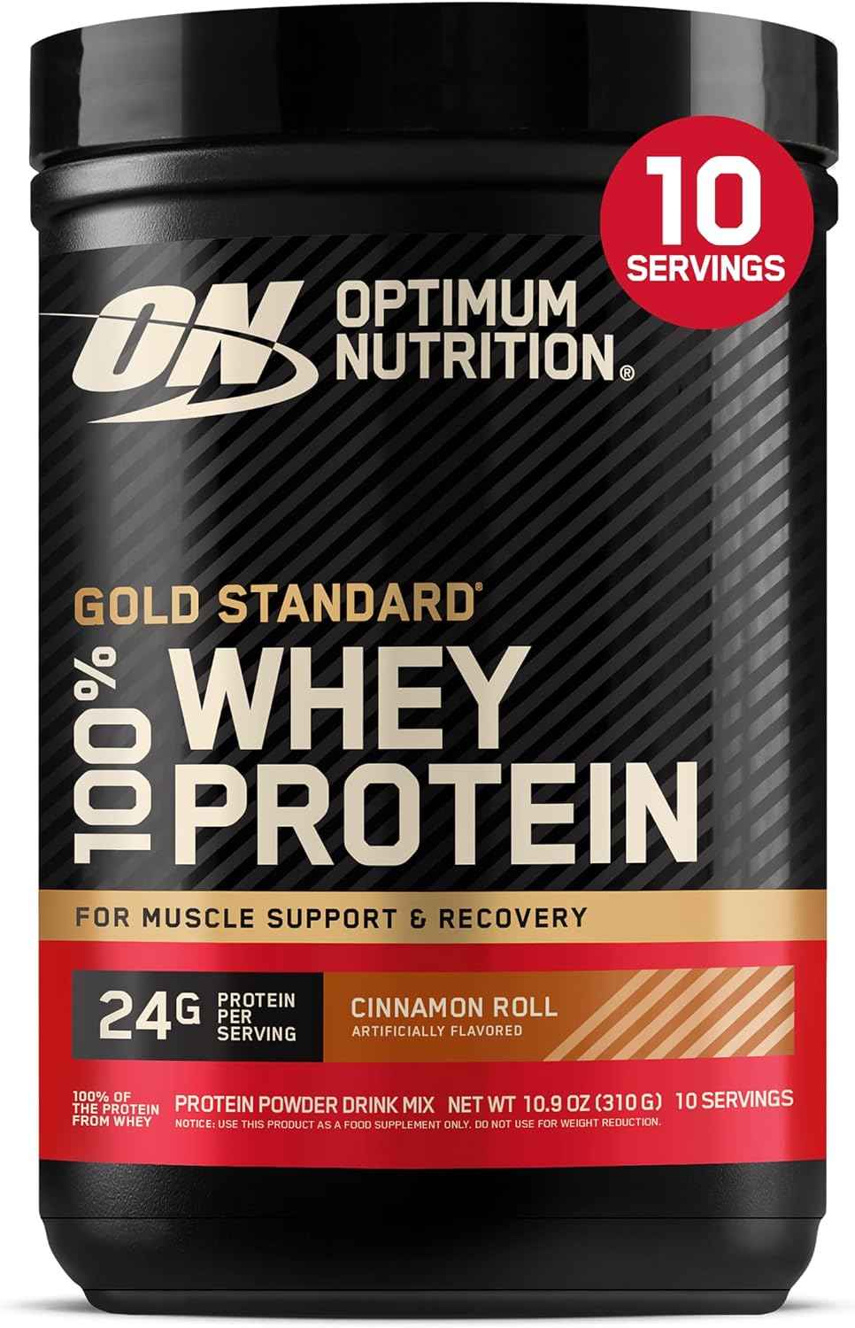Optimum Nutrition Gold Standard Whey Protein Powder, Cinnamon Roll, 0.68LB