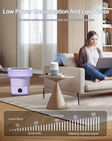 Portable Washing Machine, 11L Upgraded Large Capacity Mini Washer, Small Washing Machine for Apartments, Travel Laundry, Camping, RV, Dorm, Purple