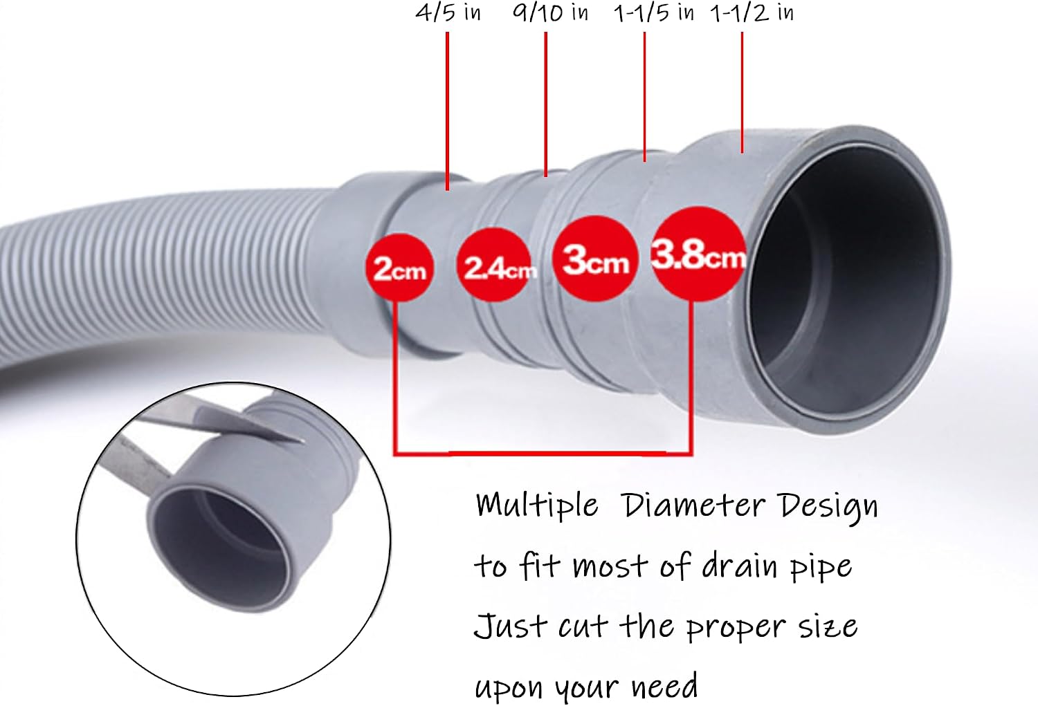 HLMOptimo 16 Feet Universal Washing Machine Drain Hose Flexible Dishwasher Drain Hose Extension Kits Corrugated Washer Hose w/ 1 Adapter 4 Clamps 1 U-Bend Holder