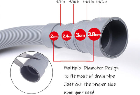HLMOptimo 16 Feet Universal Washing Machine Drain Hose Flexible Dishwasher Drain Hose Extension Kits Corrugated Washer Hose w/ 1 Adapter 4 Clamps 1 U-Bend Holder