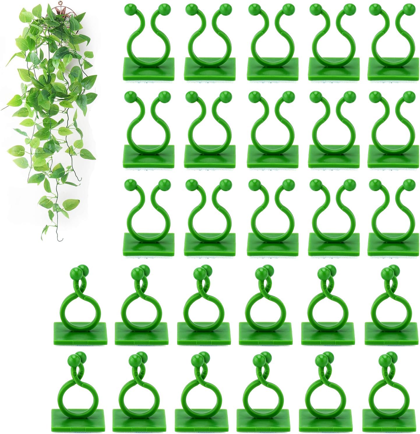 Tmofs 100Pcs Plant Climbing Wall Fixture Clips,Plant Fixer Invisible Wall Vines Fixing Clips Self-Adhesive Clips Plant Vine Traction for Indoor Outdoor Decoration and Cable Wire Fixing (Green)