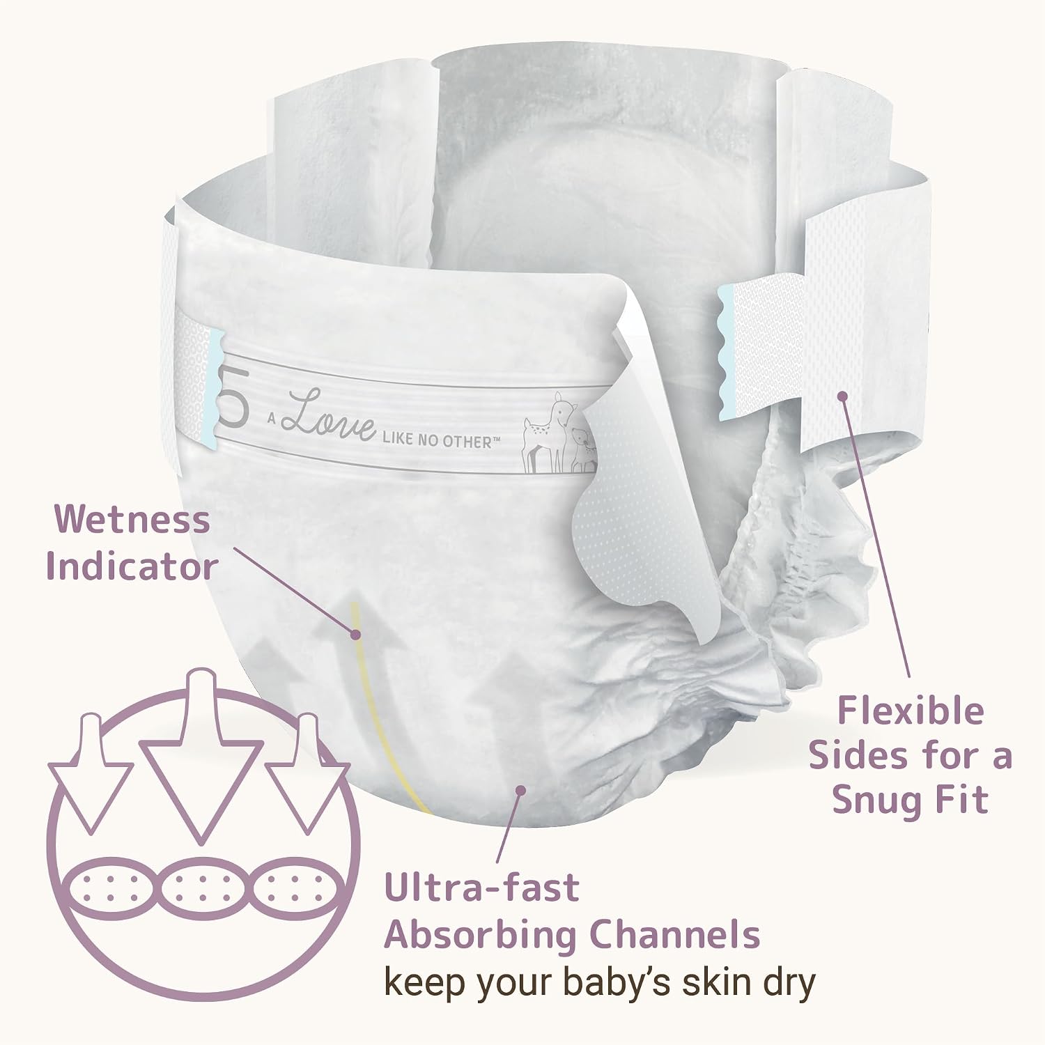 Bambo Nature Hypoallergenic Dream Baby Diapers, Eco-Labeled Sustainable Diapers, Enhanced Leakage Protection, Totally Chlorine-Free, Skin Friendly, and Super Absorbent - Size 5 (27-40lbs) - 25 Count