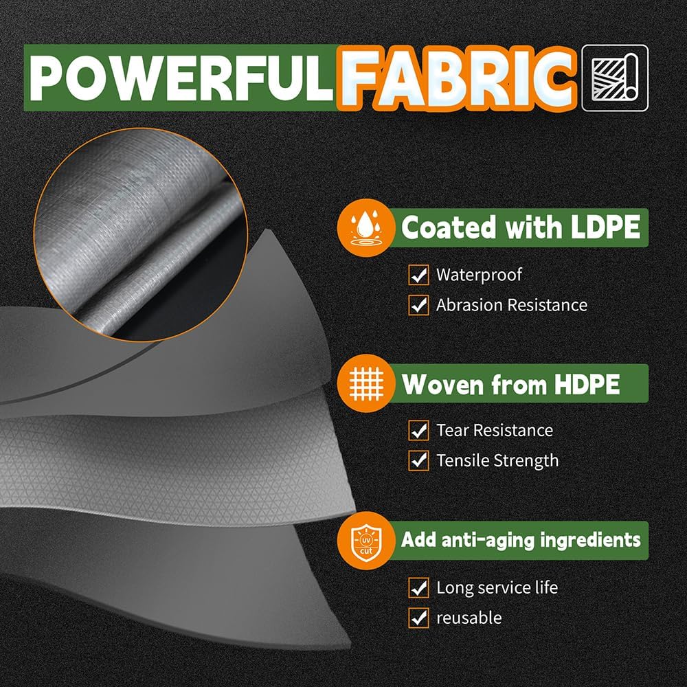 RAINDEWAY 6x8 Feet Tarps Heavy Duty Waterproof,10Mil Small Tarp Cover