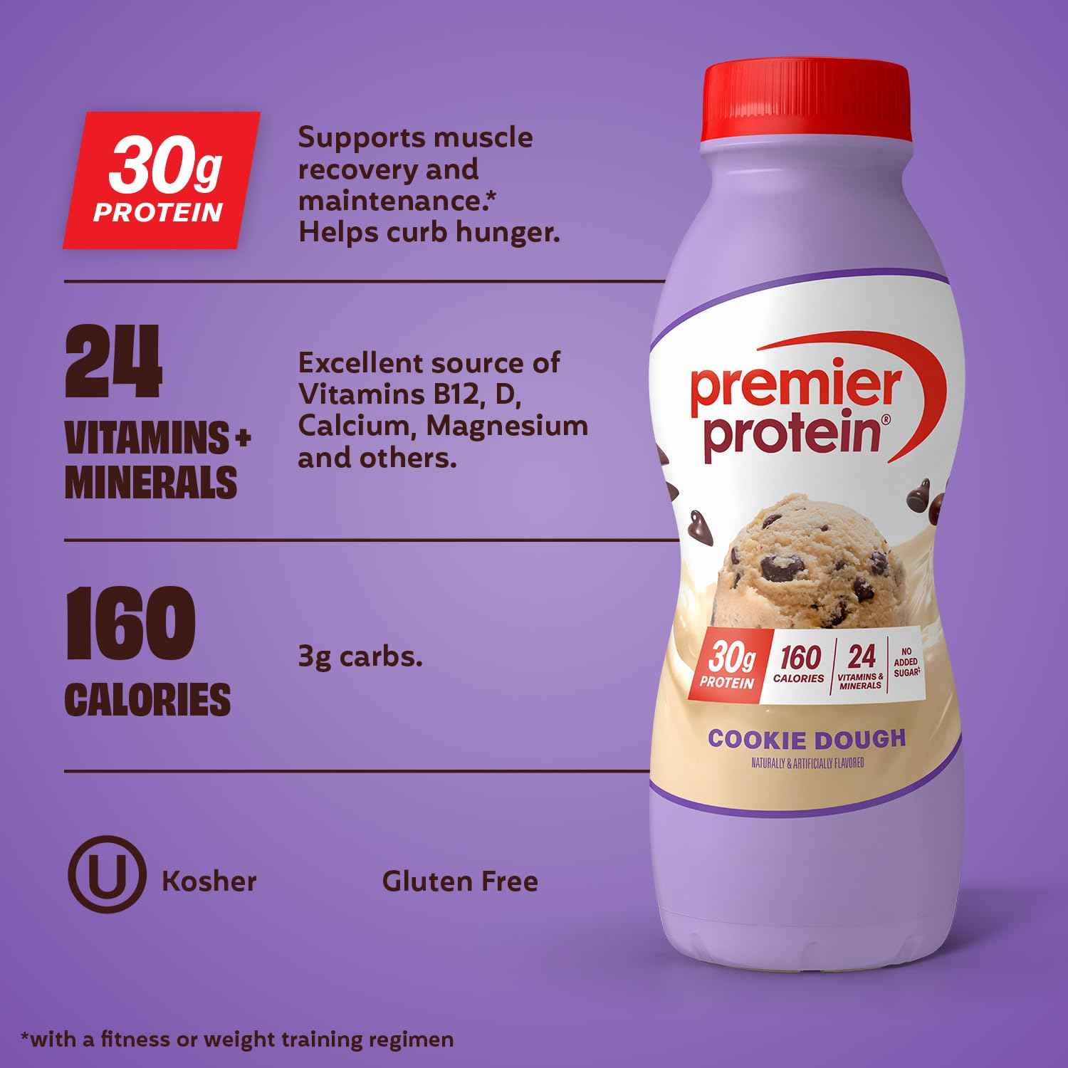 Premier Protein 30g High Protein Shake, Cookie Dough, 12 Pack