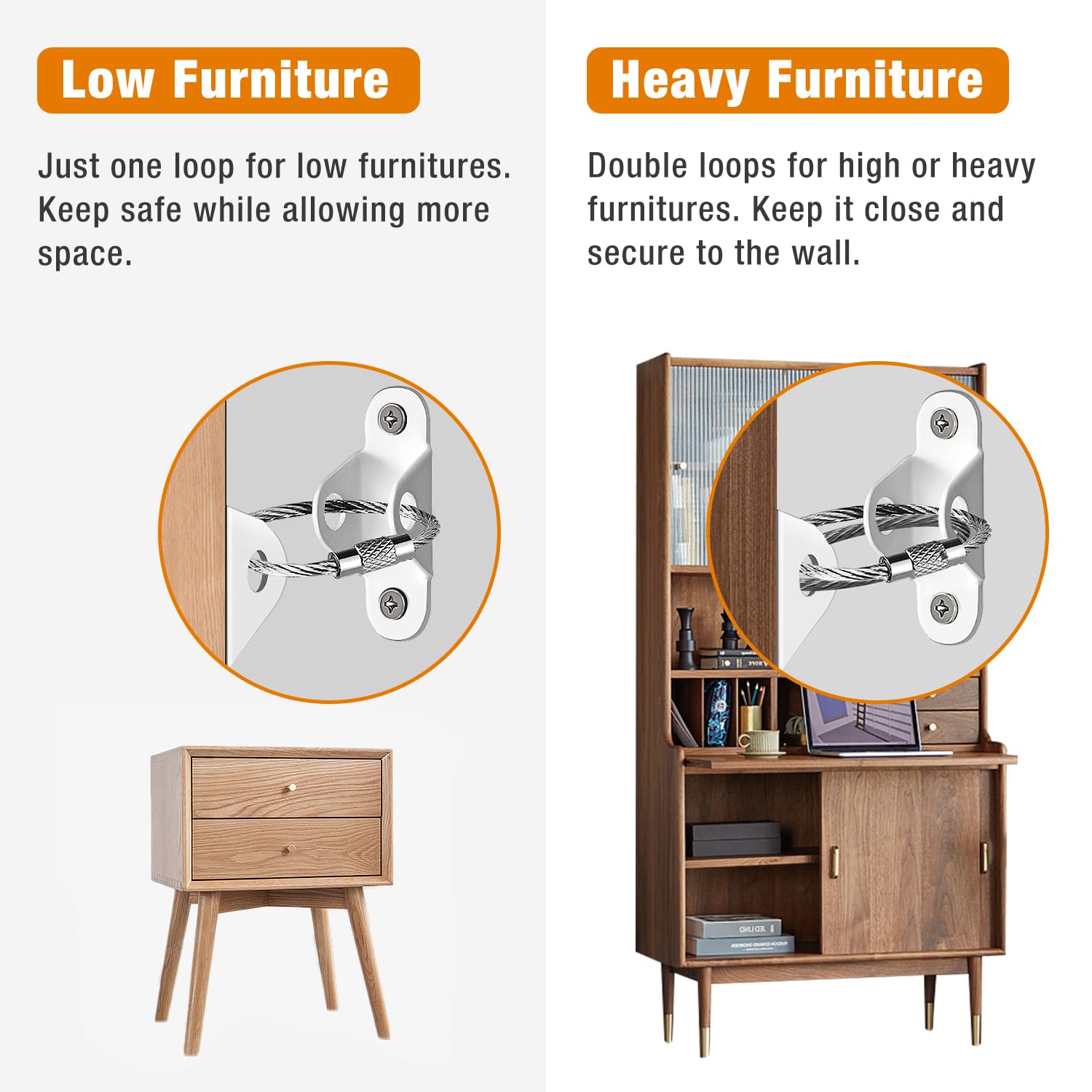 Ougourim Furniture Anchors 10 Pack, Anti Tip Kit for Baby Proofing