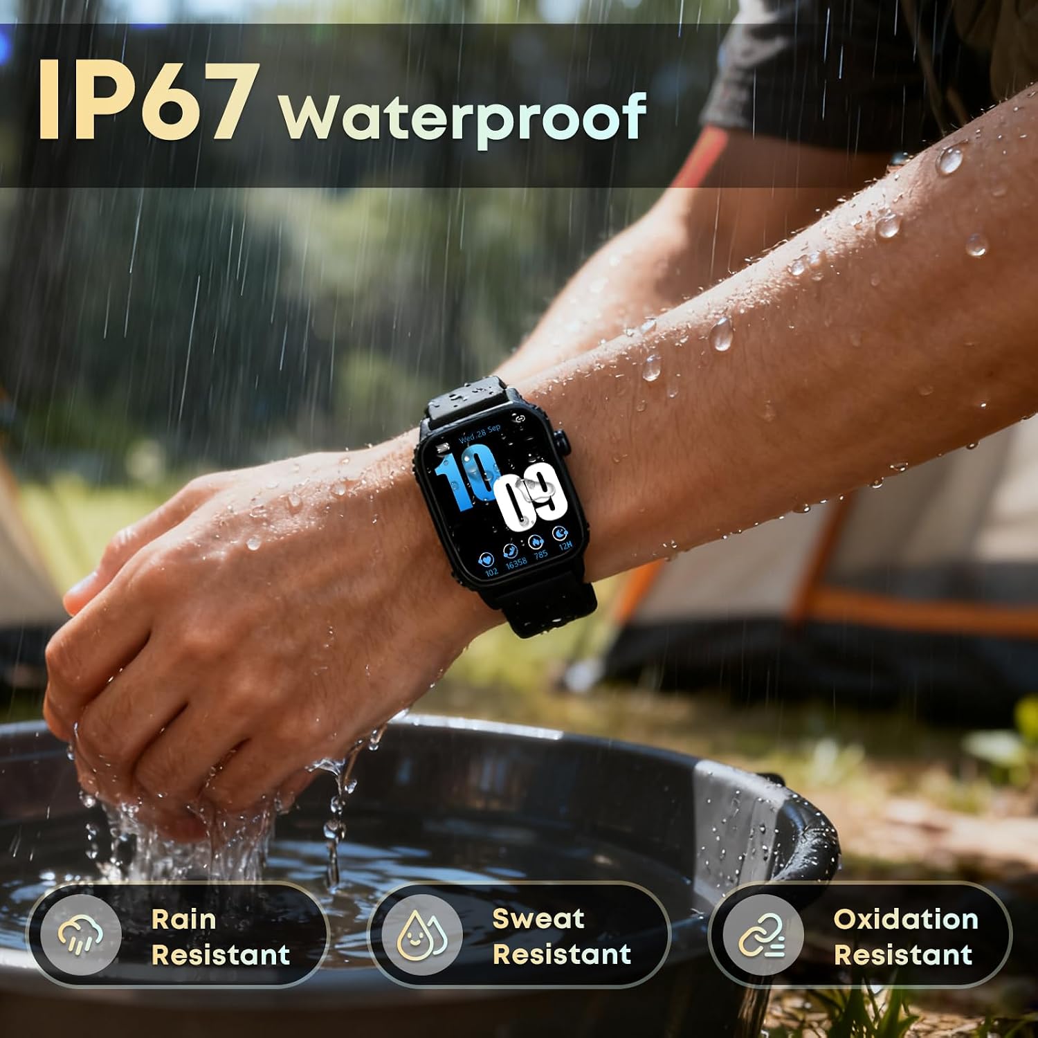 Smart Watch for Men, 120+ Sports Modes Smartwatch with 1.83" HD Touchsreen, Sleep Monitor, IP67 Waterproof, Bluetooth Call & Music Control Fitness Watch for iPhone/Android (Black)