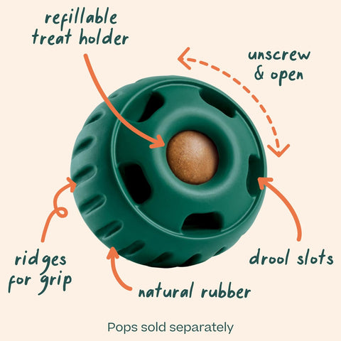 WOOF Pupsicle Interactive Dog Ball Toy for Dogs 25-75 lbs - Green